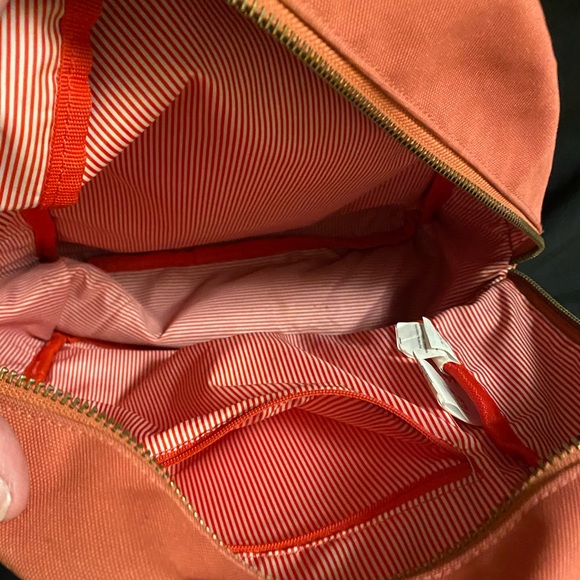 Herschel backpack, coral and maroon. 14”H 10”L 5-6”W - Picture 7 of 7